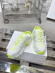 Fortok Dior Chrono Sneaker Neon Green Mesh with White Laminated Leather-Effect Panels - 3