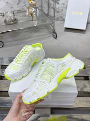 Fortok Dior Chrono Sneaker Neon Green Mesh with White Laminated Leather-Effect Panels - 4