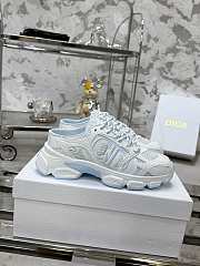 Fortok Dior Chrono Sneaker Blue Mesh with White Laminated Leather-Effect Panels - 1