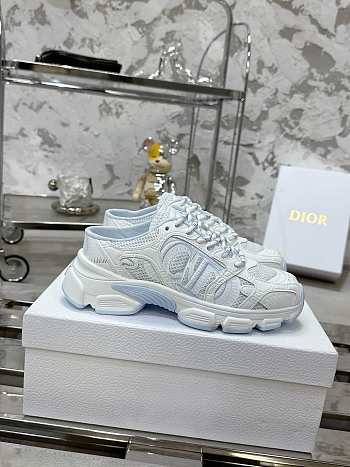 Fortok Dior Chrono Sneaker Blue Mesh with White Laminated Leather-Effect Panels