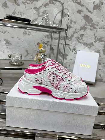 Fortok Dior Chrono Sneaker Pink Mesh with White Laminated Leather-Effect Panels