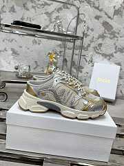 Fortok Dior Chrono Sneaker Gold-tone Mesh with Silver-tone Laminated Leather-Effect Panels - 1