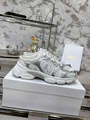 Fortok Dior Chrono Sneaker White Mesh with Silver-tone Laminated Leather-Effect Panels - 1