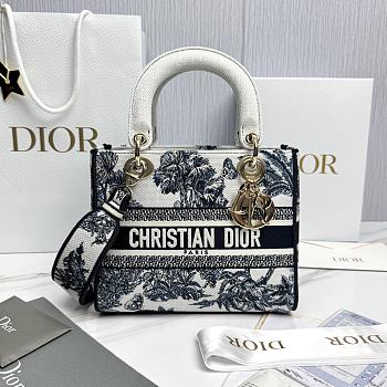 Fortok Dior D-Lite Trees White Navy Blue Canvas 24x20x11cm