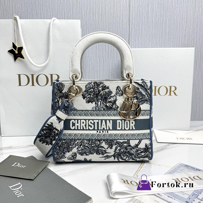 Fortok Dior D-Lite Trees White Blue Canvas 24x20x11cm - 1