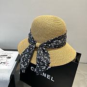 Fortok Dior Beach Bucket Hat Raffia Black Ribbon - 1