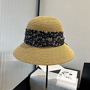 Fortok Dior Beach Bucket Hat Raffia Black Ribbon - 6