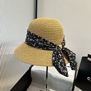 Fortok Dior Beach Bucket Hat Raffia Black Ribbon - 4