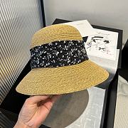 Fortok Dior Beach Bucket Hat Raffia Black Ribbon - 2