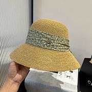 Fortok Dior Beach Bucket Hat Raffia Green Ribbon - 4