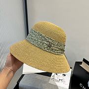 Fortok Dior Beach Bucket Hat Raffia Green Ribbon - 3
