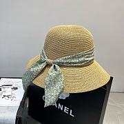 Fortok Dior Beach Bucket Hat Raffia Green Ribbon - 1