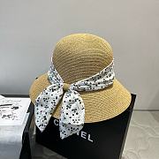 Fortok Dior Beach Bucket Hat Raffia White Ribbon - 1