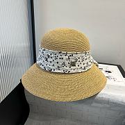 Fortok Dior Beach Bucket Hat Raffia White Ribbon - 4