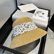 Fortok Dior Beach Bucket Hat Raffia White Ribbon - 5
