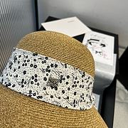 Fortok Dior Beach Bucket Hat Raffia White Ribbon - 3