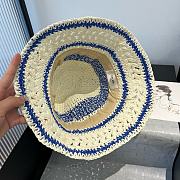 Fortok Celine Bucket Hat Raffia White Blue  - 2