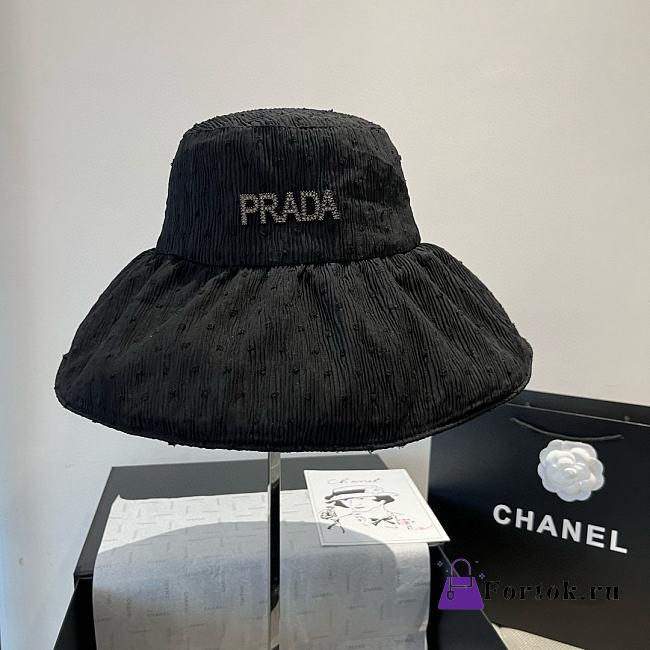 Fortok Prada Soft Big Bucket Hat Black - 1