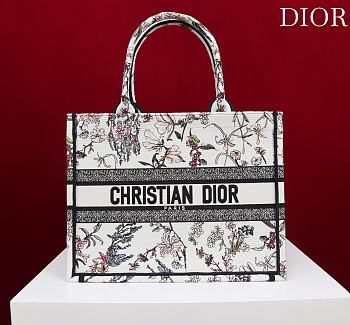 Fortok Dior Medium Dior Book Tote Beige Millefiori Embroidery 36*28*16cm