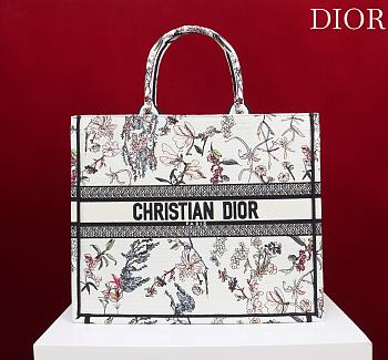 Fortok Dior Big Dior Book Tote Beige Millefiori Embroidery 41*35*18cm