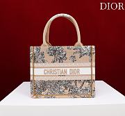 Fortok Dioriviera Small Dior Book Tote Beige and White Toile de Jouy Palms Embroidery 26*22*8cm - 1