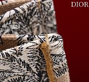 Fortok Dioriviera Small Dior Book Tote Beige and White Toile de Jouy Palms Embroidery 26*22*8cm - 5