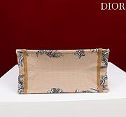 Fortok Dioriviera Small Dior Book Tote Beige and White Toile de Jouy Palms Embroidery 26*22*8cm - 4