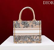 Fortok Dioriviera Small Dior Book Tote Beige and White Toile de Jouy Palms Embroidery 26*22*8cm - 6