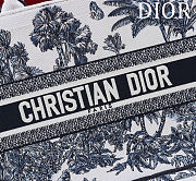 Fortok Dior Dioriviera Medium Dior Book Tote White and Navy Blue Toile de Jouy Palms Embroidery 36*28*16cm - 2