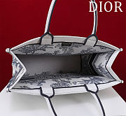 Fortok Dior Dioriviera Big Dior Book Tote White and Navy Blue Toile de Jouy Palms Embroidery 41*35*18cm - 6