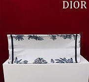 Fortok Dior Dioriviera Big Dior Book Tote White and Navy Blue Toile de Jouy Palms Embroidery 41*35*18cm - 5