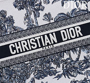 Fortok Dior Dioriviera Big Dior Book Tote White and Navy Blue Toile de Jouy Palms Embroidery 41*35*18cm - 2