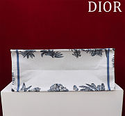 Fortok Dior Dioriviera Big Dior Book Tote White and Blue Toile de Jouy Palms Embroidery 41*35*18cm - 6