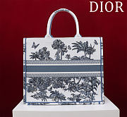 Fortok Dior Dioriviera Big Dior Book Tote White and Blue Toile de Jouy Palms Embroidery 41*35*18cm - 5