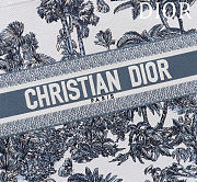 Fortok Dior Dioriviera Big Dior Book Tote White and Blue Toile de Jouy Palms Embroidery 41*35*18cm - 2