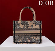 Fortok Dioriviera Small Dior Book Tote Beige Toile de Jouy Palms Embroidered Raffia 26*22*8cm - 5