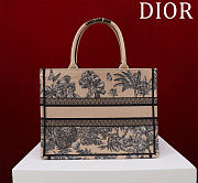 Fortok Dioriviera Medium Dior Book Tote Beige Toile de Jouy Palms Embroidered Raffia 36*28*16cm - 4