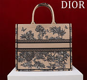 Fortok Dioriviera Large Dior Book Tote Beige Toile de Jouy Palms Embroidered Raffia 41*35*18cm - 3