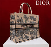 Fortok Dioriviera Large Dior Book Tote Beige Toile de Jouy Palms Embroidered Raffia 41*35*18cm - 2