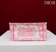 Fortok Dior Small Book Tote White and Yarrow Pink Toile de Jouy Sauvage Embroidery 26*22*8cm - 6