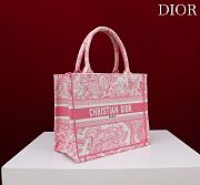 Fortok Dior Small Book Tote White and Yarrow Pink Toile de Jouy Sauvage Embroidery 26*22*8cm - 5