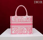 Fortok Dior Small Book Tote White and Yarrow Pink Toile de Jouy Sauvage Embroidery 26*22*8cm - 3