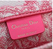 Fortok Dior Small Book Tote White and Yarrow Pink Toile de Jouy Sauvage Embroidery 26*22*8cm - 2