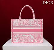 Fortok Dior Medium Book Tote White and Yarrow Pink Toile de Jouy Sauvage Embroidery 36*28*16cm - 3