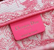 Fortok Dior Medium Book Tote White and Yarrow Pink Toile de Jouy Sauvage Embroidery 36*28*16cm - 2