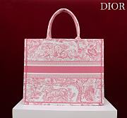 Fortok Dior Large Book Tote White and Yarrow Pink Toile de Jouy Sauvage Embroidery 41*35*18cm - 3