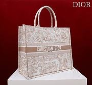 Fortok Dior Large Book Tote White and Beige Toile de Jouy Sauvage Embroidery 41*35*18cm - 4