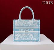 Fortok Dior Small Book Tote White and Celestial Blue Toile de Jouy Sauvage Embroidery 26*22*8cm - 1