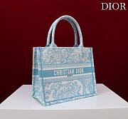 Fortok Dior Small Book Tote White and Celestial Blue Toile de Jouy Sauvage Embroidery 26*22*8cm - 4
