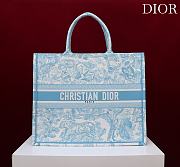 Fortok Dior Large Book Tote White and Celestial Blue Toile de Jouy Sauvage Embroidery 41*35*18cm - 1